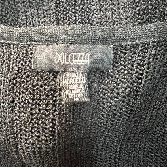 Dolcezza Cardigan Sweater M Black Contrast Knit Toggle Long Sleeve V-Neck Womens - Picture 10 of 11